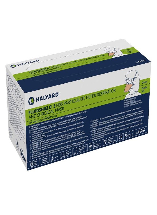 هاليارد قناع تنفس وقناع جراحي مزود بفلتر جسيمات N95 معتمد من HALYARD FLUIDSHIELD NIOSH، رقم 46767 (علبة من 35 قطعة) - Image 3